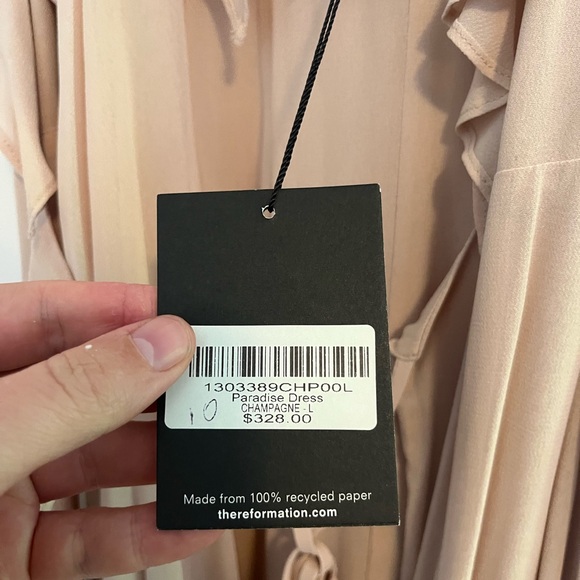 Reformation Champagne Dress- Sz Large/ 10 - Picture 4 of 5
